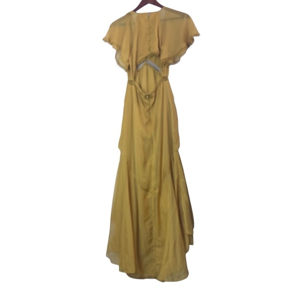 ASOS Midi High Low Dress with Lace Trim and Back Cut-Out in Mustard Size 2- NWT - Picture 4 of 8